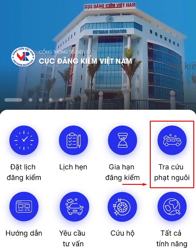 Cách tra cứu phạt nguội từ ứng dụng đăng kiểm 1